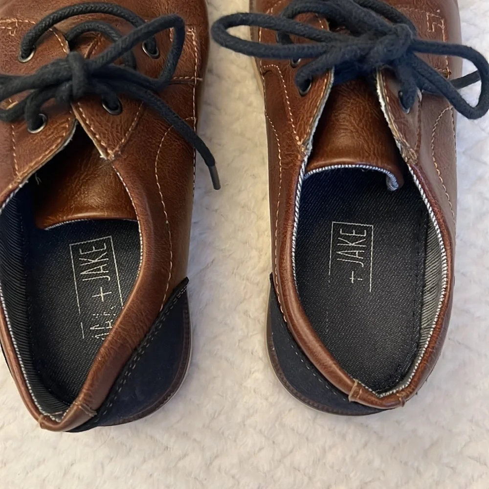 Max & Jake Kids Brown Faux Leather Oxford Dress Shoes Size 3M
